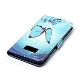 FESELE Schutzhülle für [Samsung Galaxy S8 Plus] Lederhülle Leder Case Ledertasche mit Standfunktion und Magnetverschluss, Samsung Galaxy S8 Plus Bunt Muster Flip Case Cover Wallet Leder Brieftasche Hülle im Bookstyle Kartenfach Leder-Mappen-Karten-Slot-Abdeckung für Samsung Galaxy S8 Plus + Blau Eingabestift Stylus Touch Pen-Glänzend Schmetterling - 6