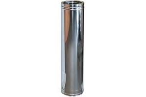 GRAN SASSO INOX Tubo Coibentato Doppia Parete in Lana di Roccia - in Acciaio Inox AISI 316 BA SP. 5/10 – per Camini, Stufe a Pellet e Caldaie - Lunghezza 1000 mm - Diametro 150-200 mm