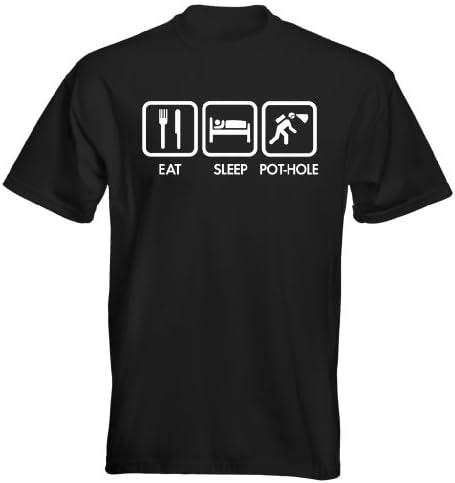 Eat Sleep Clothing By Velocitee Mens Premium T-Shirt Eat Sleep Pot Hole Logo 1 Black M