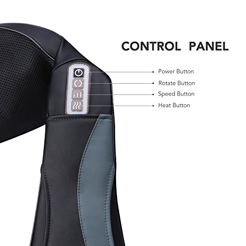 MARNUR Nackenmassagegerät Schultermassagegerät Elektrisch Massager Massagegerät Shiatsu Masseur mit Wärmefunktion 3D-Rotation Massageköpfen mit Auto-Adapter für Nacken Schulter Rücken im Büro Zuhause und Auto - 3