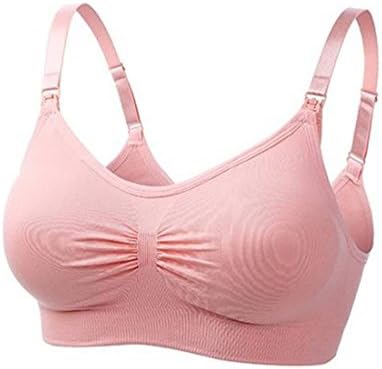 UtopyaUK 1 or 2 Pack Seamless Nursing Maternity Bra Breastfeeding Drop Clip Cup Comfortable Crop Top (Large, Pink)