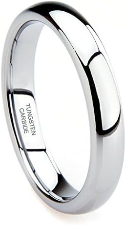 4mm Tungsten Unisex Plain Dome Polished Wedding Engagement Ring