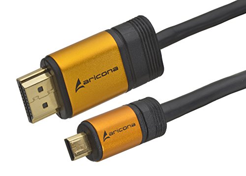 aricona 2m Micro HDMI Kabel – vergoldete HighSpeed Stecker- Ideal für Tablet & Digitalkamera – Unterstütz: Full-HD, 3D, Ultra-HD 4K, Ethernet, Audio Return – kompatibel mit HDMI 2.0 & 1.4 - 3