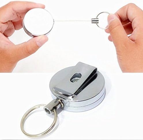 Bigtreestock Stainless Steel Key Clip Holder Retractable Key Ring with Belt Clips