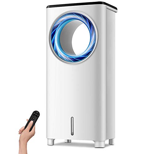 Refroidisseur d'air à turbine, refroidisseur d'air évaporatif portable avec ventilateur et humidificateur, ventilateur électrique silencieux sans lame avec télécommande for dortoirs intérieurs for bur