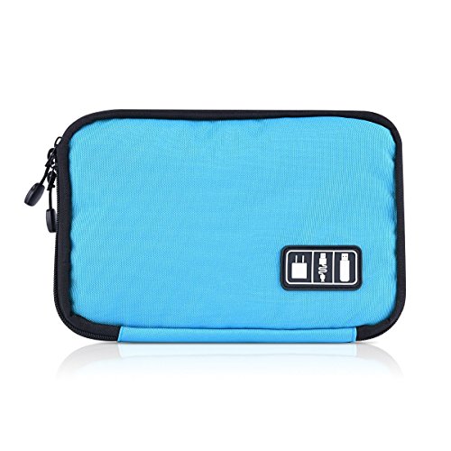ducomi® cabletop – Tasche Organizer für Kabel und Zubehör Reise mit Reißverschluss Wasserdicht blau - 2