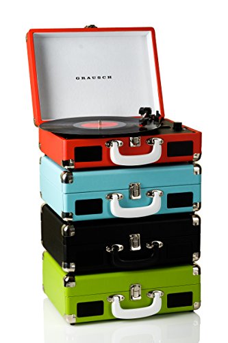 Grausch RPS101 Briefcase Style Three-Speed Portable Vinyl Turntable Record Player with Built-In Stereo Speakers (Green) - Image 6