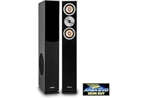 AUNA Linie-501 Paire d'enceintes collones passives à 3 Voies (avec subwoofer bassreflex 16cm intégré, Pieds caoutchoutés Anti-dérapants, 140W RMS) - Noir