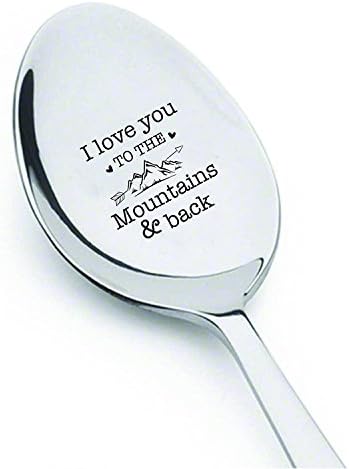 I love you to the mountains and back - engraved spoon - Coffer lover - Stainless Steel - Best selling item - Gifts for her - Gifts for him - Girlfriend Gifts