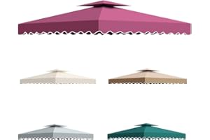 BSTECIAR Toldo pergola Recambio 3x3m, Pergolas de Jardin Cubierta de Repuesto de Gazebo Pabellón Exteriores, Doble Niveles Carpas para Exteriores con Orificios de Drenaje y Ventilación