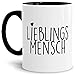 Produktbild Tassendruck Design-Tasse Lieblingsmensch Innen und Henkel Schwarz - Kaffeetasse/Mug/Cup - Qualität Made in Germany
