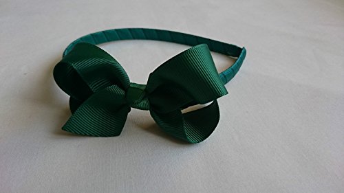 Alice Band With Bow Girls Ribbon Hair Band Headband (Bottle Green)