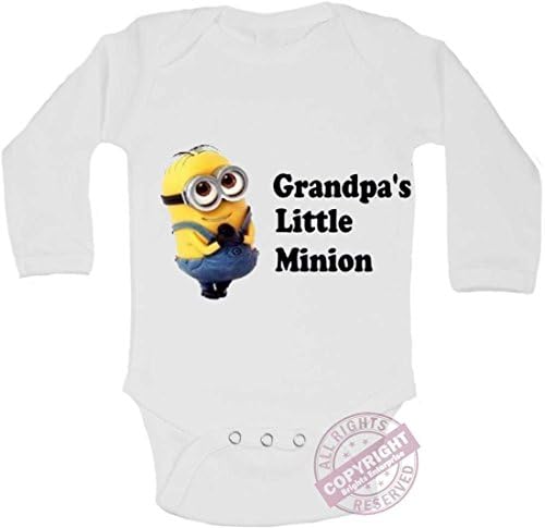 Long Sleeve Bodysuit With The Wording Grandpas Little Minion With The Picture Of a Minion From Our Baby Clothing Range (6-12 Months)
