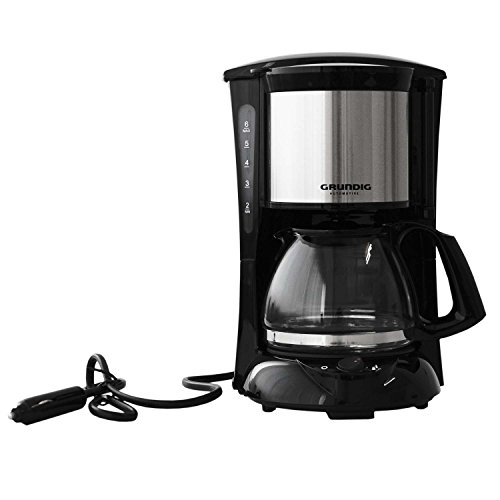 Grundig Kaffeemaschine mit Glaskanne 6 Tassen für den LKW mit Dauerfilter 24V/300W Reise Camping Kaffeeautomat Filterkaffeemaschine für Trucker