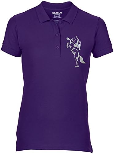 unifunStreetmerch Free p&p Equestrian Equine Horse Riding Ladies Polo Shirt Rearing cob Dressage Glitter Print Colour Variations (M 10/36 INCH 92 CM, Deep Purple)