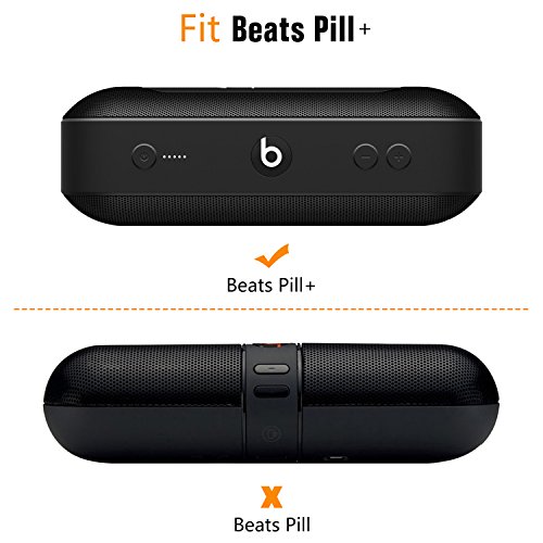 MoKo Beats Pill+ Lautsprecher Schutzbox Schutzhülle, Premium PU Leder Hülle Tragetasche Reisetasche für Beats by Dr. Dre Pill 2 Bluetooth Wireless Lautsprecher, mit Handschlaufe / Karabinerhaken, Schwarz - 2