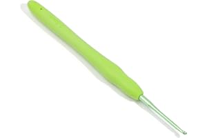 BUOKKON 2 mm Crochet Hook, Aluminum Soft Grip Rubber Handle Needles Ergonomic Knitting Needles Crochet Needle for Beginners and Handmade DIY Knitting Crochet (2 mm)