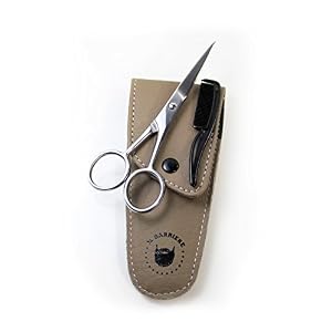Professional Beard and Moustache Scissors (4.5 inch) for Men with Synthetic Leather Case and Mini Plastic Comb - Image 5