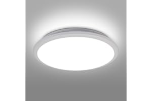 SENQIU Plafon LED Techo 24W, Lampara de Techo Moderna Blanco Frío 6500K, IP54 Impermeable Luz Led Techo Redondo para Baño, Cocina, Dormitorio, Pasillo, Sala de Estar, Ø30CM