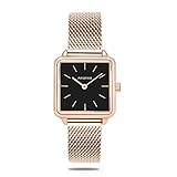 Hswt Armbanduhren Damen Edelstahl Mode Mesh-Gurt Wasserdicht Sehen Sie Sich Zubehör An Platz Freizeit Frau Quarzuhr,Gold