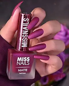 Miss Nails 15 Toxic Free Nail Color Matte Finish Matte Collection (8 ml) (Bubble Wine)