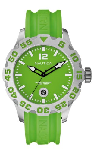 Nautica Men's Watch A14605G with Green Dial and Green Resin Strap