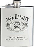 Jack Daniels Licenced Barware Stainless Steel Flask with Black Old No. 7