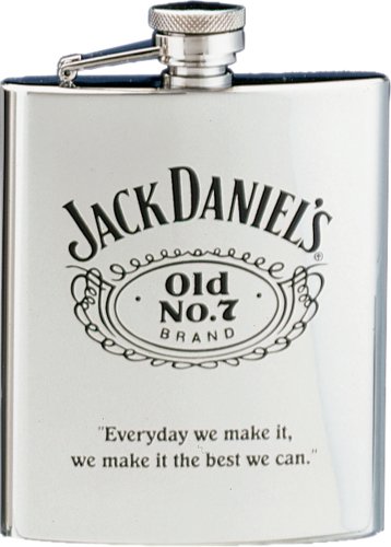 Jack Daniels Licenced Barware Stainless Steel Flask with Black Old No. 7
