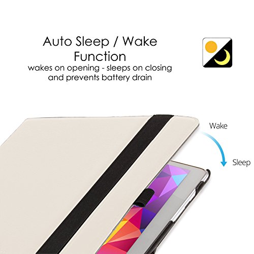 ForeFront Cases® Neue Leder Drehbar Hülle / Tasche / Case / Cover für Samsung Galaxy Tab S 10.5 T800 – Rundum-Geräteschutz und intelligente Auto-Sleep-Wake-Funktion mit 3-JAHRES-GARANTIE VON FOREFRONT CASES – inkl. Eingabestift - 6