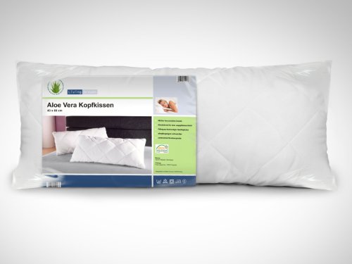 klassisches Kopfkissen – Aloe Vera – für erholsamen Schlaf – geprüft nach Öko-Tex Standard 100 – in 2 verschiedenen Größen, 40 cm x 80 cm - 2