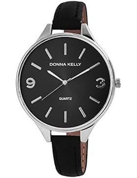 Donna Kelly Damenuhr Kunstleder Farbe Schwarz Silber Trend Modern 191021000005