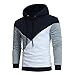 Produktbild Pullover Herren Sunday Langarm Patchwork Hoodie Kapuzen Sweatshirt Oberteile Jacke Freizeit Outwear (Grau, 2XL)