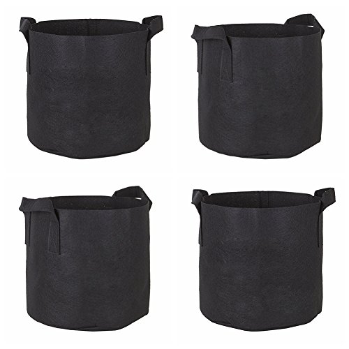 Shiningup 4 PCS Schwarz Runde Taschen Stoff Töpfe mit Griffen für Graden Pflanze