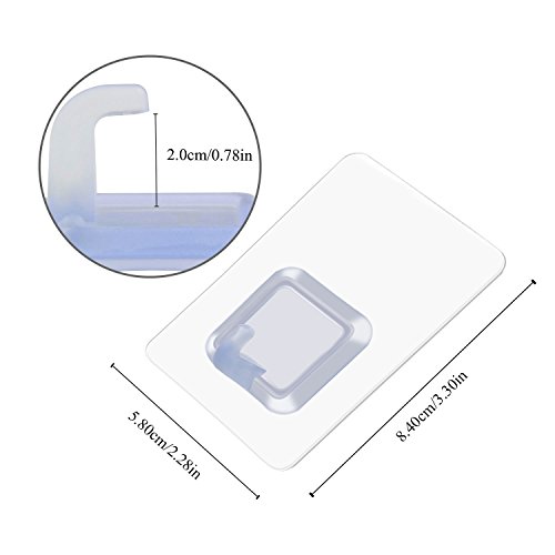 Bad Handtuchhaken Wasserdicht Adhesive 17.6lb / 8kg (Max), Nagel-freies Transparenter Kratz NO Heavy Duty Haken für Schlafzimmer / Küche Oilproofed 4 Stück / Pack … - 7