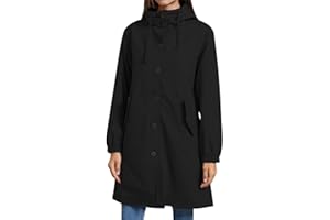YFFUSHI Femme Veste Imperméable Coupe-vent d'Extérieur Léger et Respirant Veste de Pluie à Capuche Trench-coat Mi-long