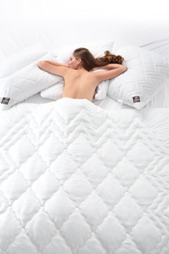 Angebot DOPPELPACK: 2x Sei Design® Premium Mikrofaser Kopfkissen Aphrodite. Füllung aus 3-D Faserkügelchen – sehr weich und angenehm – Stützkraft regulierbar durch Reißverschluss. Eine eingearbeitete Kante verleiht dem Kissen eine besondere Elegance. (80×80, weiß) - 4