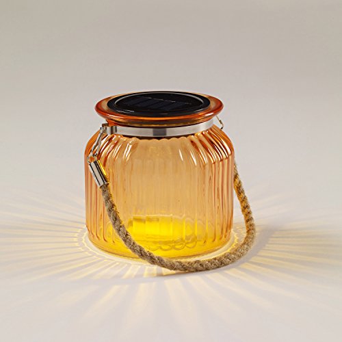 LED Solar Windlicht Solar Glas rotgold Lights4fun - 2