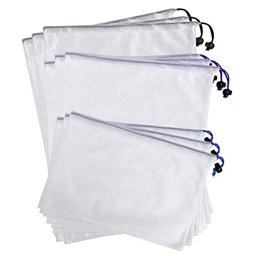 BTSKY malla lavable respetuoso con el medio ambiente reutilizable para producir bolsas de almacenamiento, bolsas de cordón, bolsa para compras, Multicolor/White, 9 Unidades