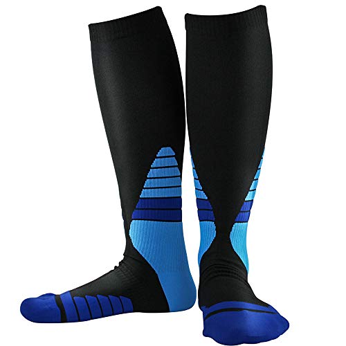Acehmks Calcetines de Compresión (Azul, XL)