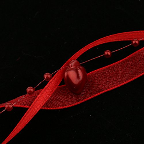 Gazechimp 5 Meter Herz Perlen Spitze Zierte Näh Mesh Spitzenband Geschenkband Dekoband Für Handwerk 10mm – Rot, one size - 5