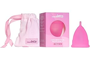 FARMA INCA Copa Menstrual Talla L - Fabricada con Silicona de Uso Médico, Hipoalergénica, 100% Segura - Fácil Uso - Hasta 12 Hora de Protección - Incluye Funda de Transporte.