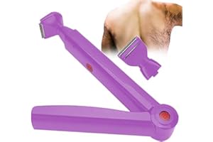 DEROR Rasoir Électrique pour le Dos Hommes, USB Épilation du Dos de Corps Indolore Pliable avec 2 Têtes de Rasage et Poignée Antidérapante Convient Pour Homme Corps ni Impasses L'épilation