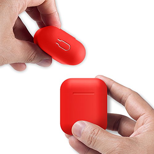 AirPods Case Protective  FRTMA Silicone Skin Case with Sport Strap for Apple AirPods  Red