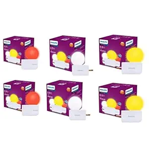 PHILIPS Joy Vision Coral Rush 0.5-Watt LED Bulb,Pack of 6 (Box of 2 White,2 Red and 2 Yellow Bulb) (929000253194_WRYcombo6)