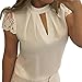 Produktbild Rovinci Sommer Damen Kurzarm Bluse Lose Spitze Patchwork Cut Out Tops T-Shirt Tunika Einfarbig Neckholder Oberteile Perspektive Top Hemd Streetwear Hemd Streetwear Tee Shirt (2XL, Weiß)