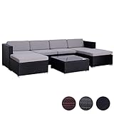 Polyrattan Kunststoff-Faser: wasser- und schmutzabweisend, wetterfest, UV-Lichtbeständig - Kissen: Polyester inkl. Reißverschluss, abnehmbar und waschbar