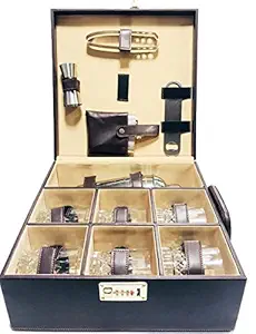 Kidoyzz Portable Leatherette Briefcase Bar Set for Picnic Travel (Brown)