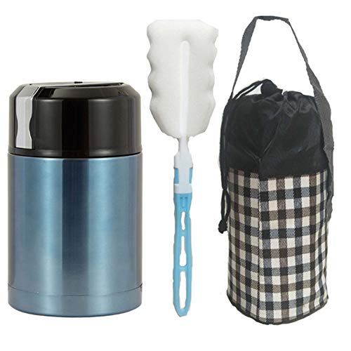 Preisvergleich Produktbild Thermisches Isolierfutterglas, Edelstahlflaschen für warme Speisen / Thermische Suppenflasche für Kinder, Baby Isolierbehälter für das Mittagessen mit Isolationsbeutel (800ML),Blue