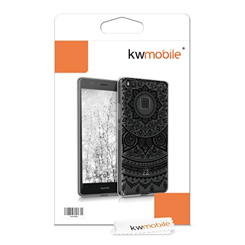 kwmobile Funda para Huawei P9 Lite - Carcasa de  TPU  para m  vil y dise  o de Sol hind   en  Negro Transparente 