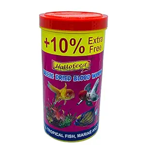 Hallofeed Freeze Dried Blood Worms | Fish Food | 55 grams + 5.5 grams Free